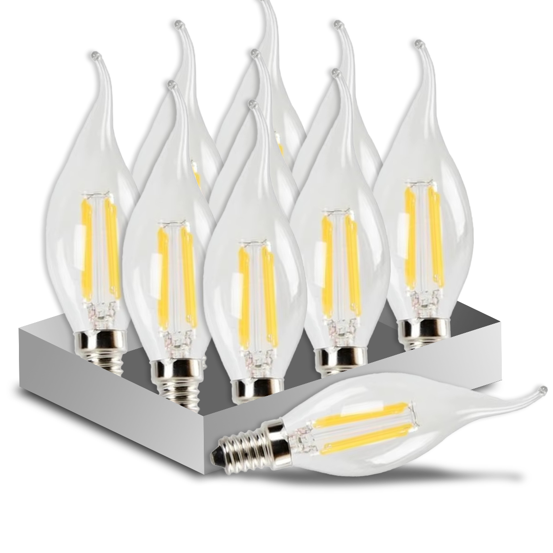 LED C35 E12/E14S FLAME V SHAPE FILAMENT 3000K D:1.3" L:4.5" DIM WITH 2SUPPORT