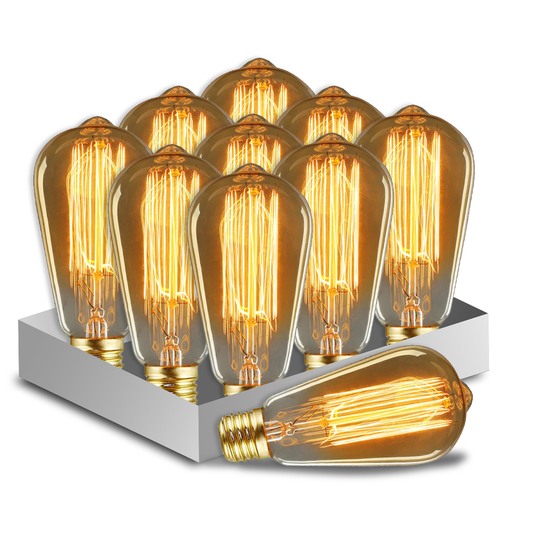 INCANDESCENT ST58 E26/E27 25-60W HAIRPIN STYLE 29 ANCHORS 2200K AMBER D:2.75" L:5.75"