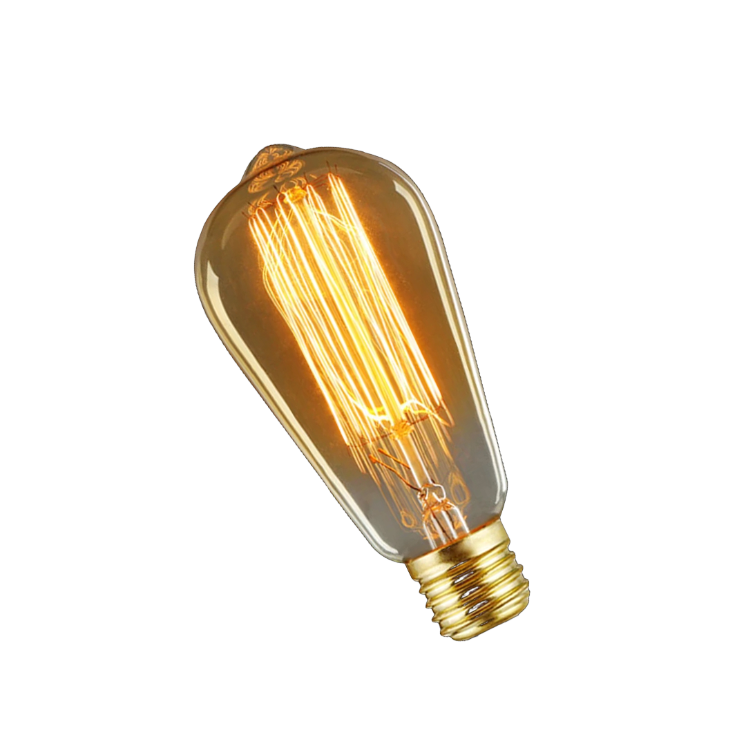 INCANDESCENT ST58 E26/E27 25-60W HAIRPIN STYLE 29 ANCHORS 2200K AMBER D:2.75" L:5.75"