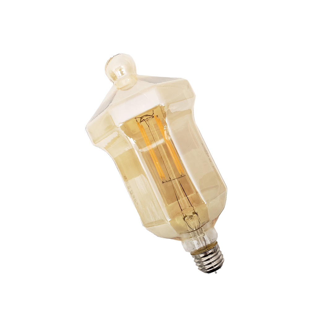 LED E26/E27 4W LANTERN SHAPE WITH 4 SUPPORTS DIM 2200K AMBER D:4.5" L:8.5" DIM