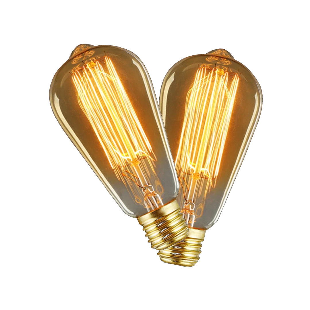 INCANDESCENT ST58 E26/E27 25-60W HAIRPIN STYLE 29 ANCHORS 2200K AMBER D:2.75" L:5.75"