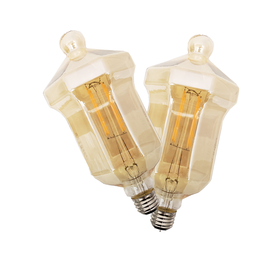 LED E26/E27 4W LANTERN SHAPE WITH 4 SUPPORTS DIM 2200K AMBER D:4.5" L:8.5" DIM