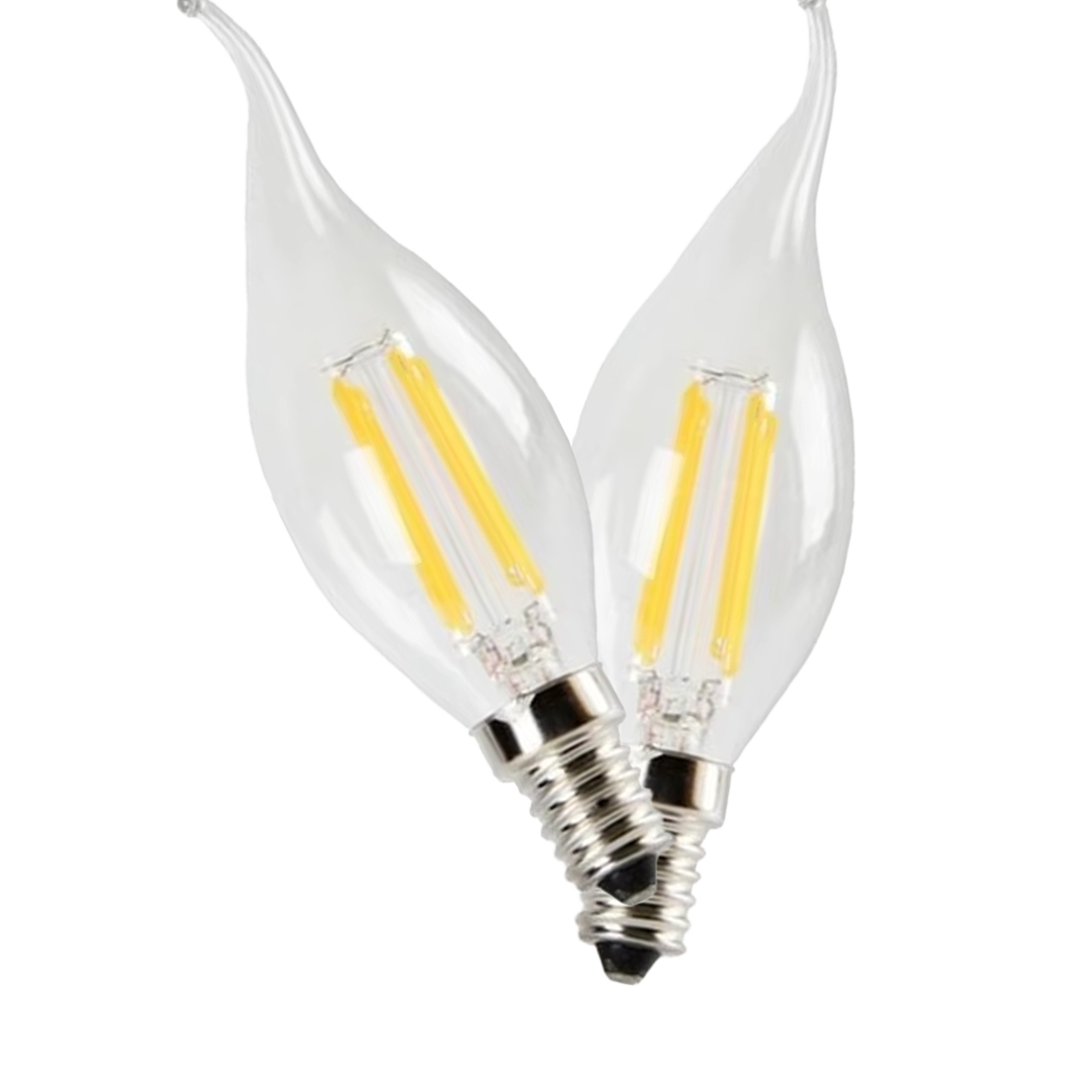 LED C35 E12/E14S FLAME V SHAPE FILAMENT 3000K D:1.3" L:4.5" DIM WITH 2SUPPORT