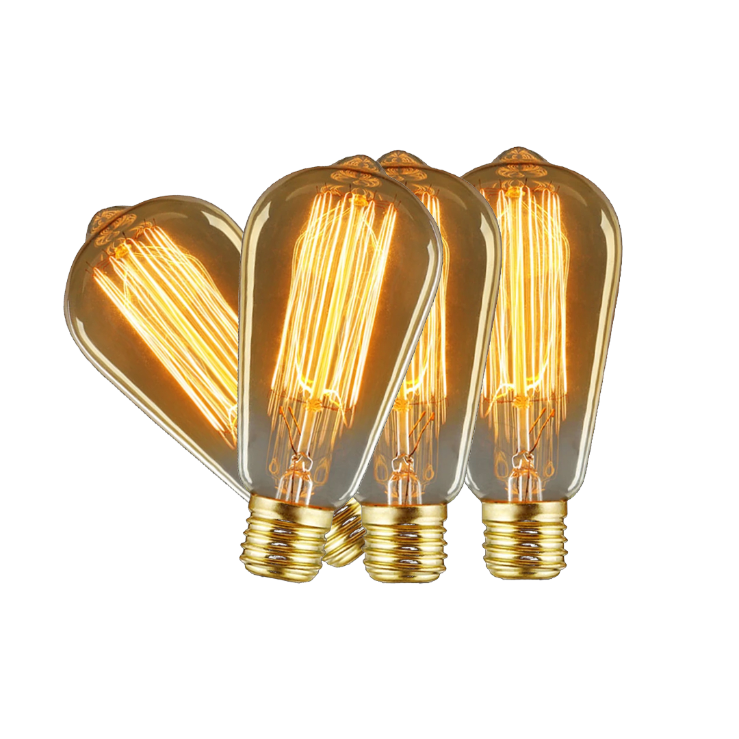 INCANDESCENT ST58 E26/E27 25-60W HAIRPIN STYLE 29 ANCHORS 2200K AMBER D:2.75" L:5.75"