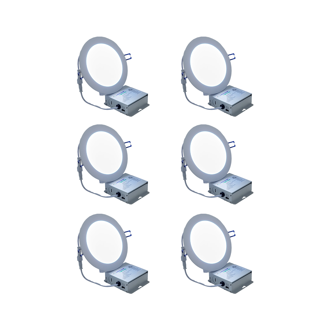 "6'' ROUND Down LED Light Volt (V):100-130V Watt (W):15W CCT:3000K-4000K-5000K DIMMABLE Lumen (Lm):1050 B.A:120° Avg.Life (hrs):30000 CRI:>80 Ceiling Cut-out (mm):D157"