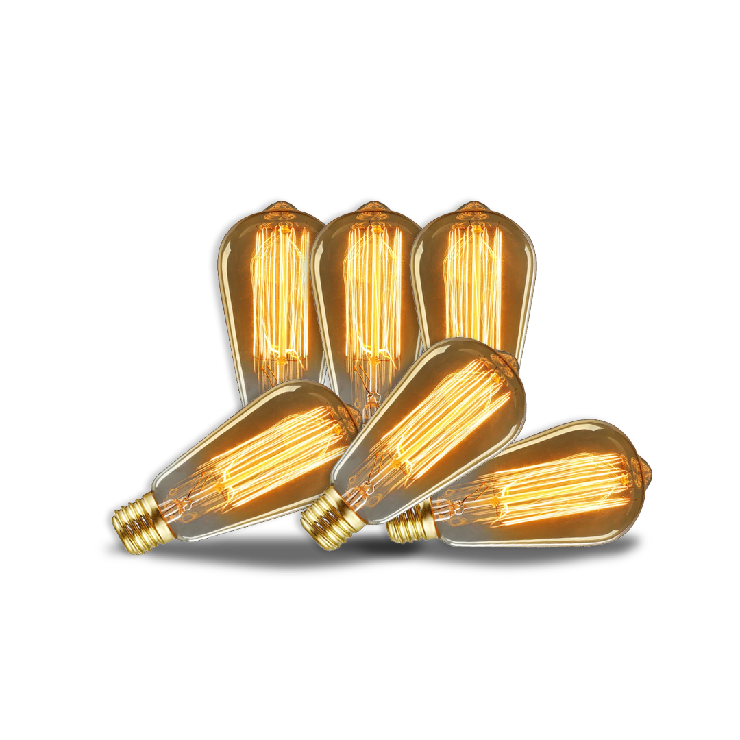 INCANDESCENT ST58 E26/E27 25-60W HAIRPIN STYLE 29 ANCHORS 2200K AMBER D:2.75" L:5.75"