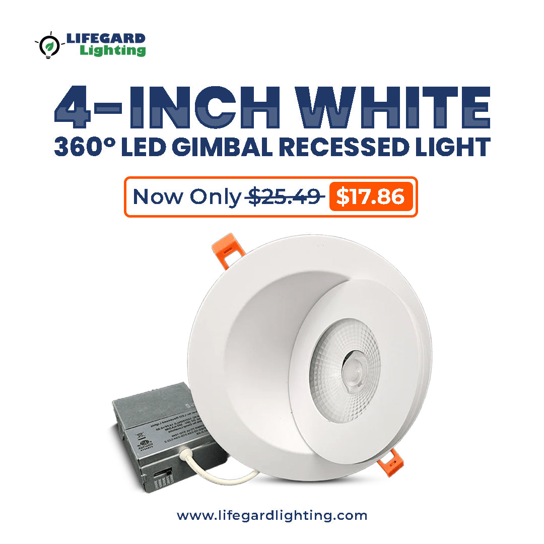 4 Inch LED Gimbal Recessed Light – 360° Adjustable, Dimmable, 5 CCT, 9W