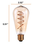 LED ST64 E26/E27 4W Z SHAPE FILAMENT 2200K Vintage 60-Watt Amber Dimmable Edison Bulb