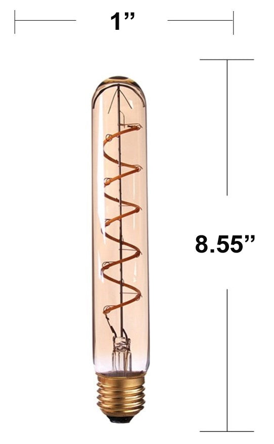 LED T30 E26/E27 4W VINTAGE TUBULAR BULB Spiral Shape FILAMENT 2200K