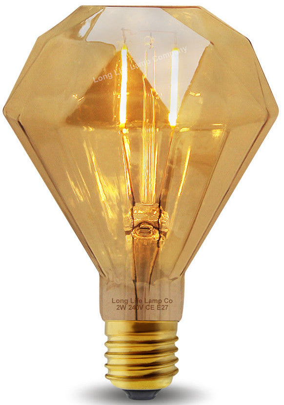 Diamond Shape Amber Vintage Light E26 / E27 Base Dimmable G40 8W LED 110V 2700K Warm White