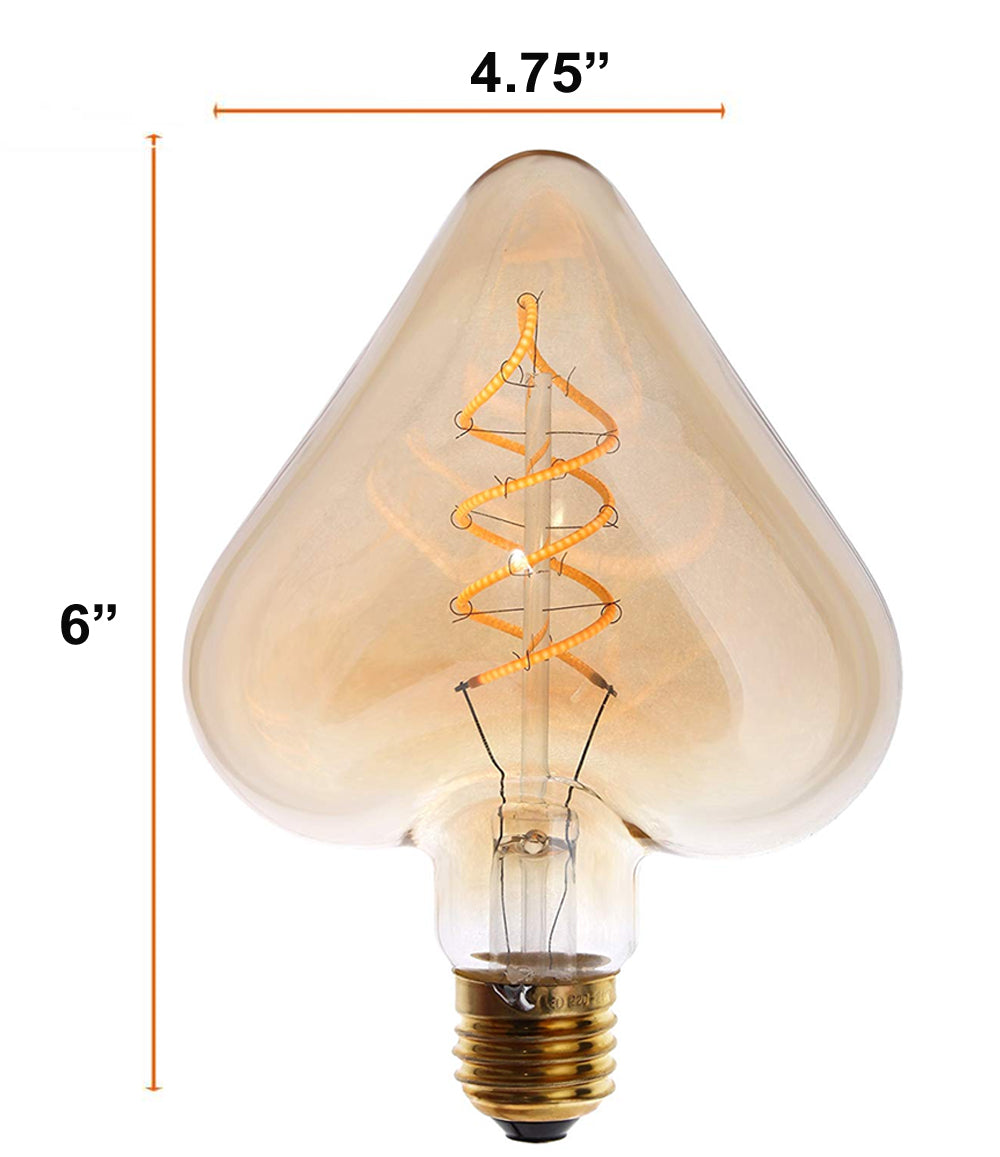 LED E26/E27 4W 125 HEART SHAPE /SPIRAL SHAPE..FILAMENT DIM 2200K