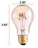 4W A19 Spiral Filament LED Light Bulb - Dimmable - 10W Equivalent - 210 Lumens