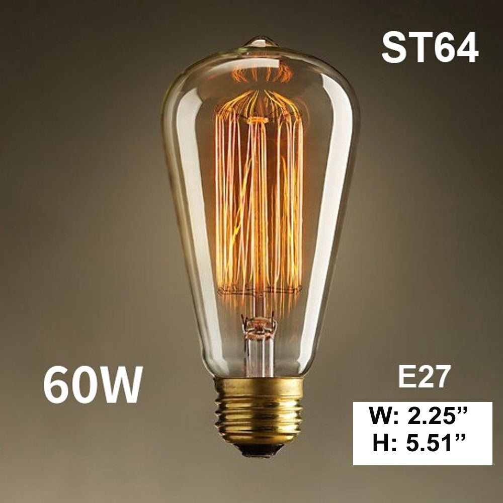 Incandescent Antique Filament Light Bulb 2200K - CLEAR - ST64 HAIRPIN STYLE