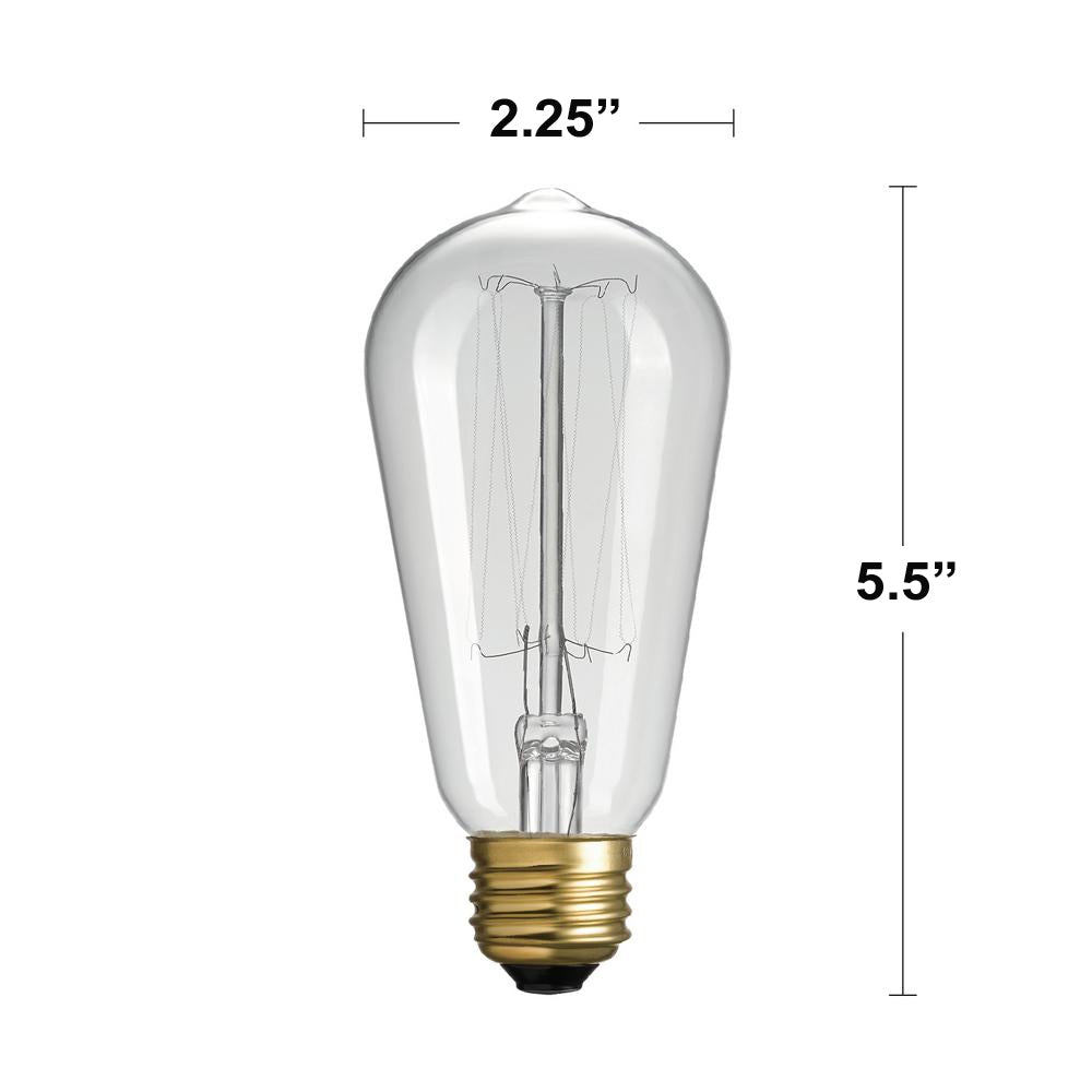 Incandescent Antique Filament Light Bulb 2200K - CLEAR - ST64 HAIRPIN STYLE