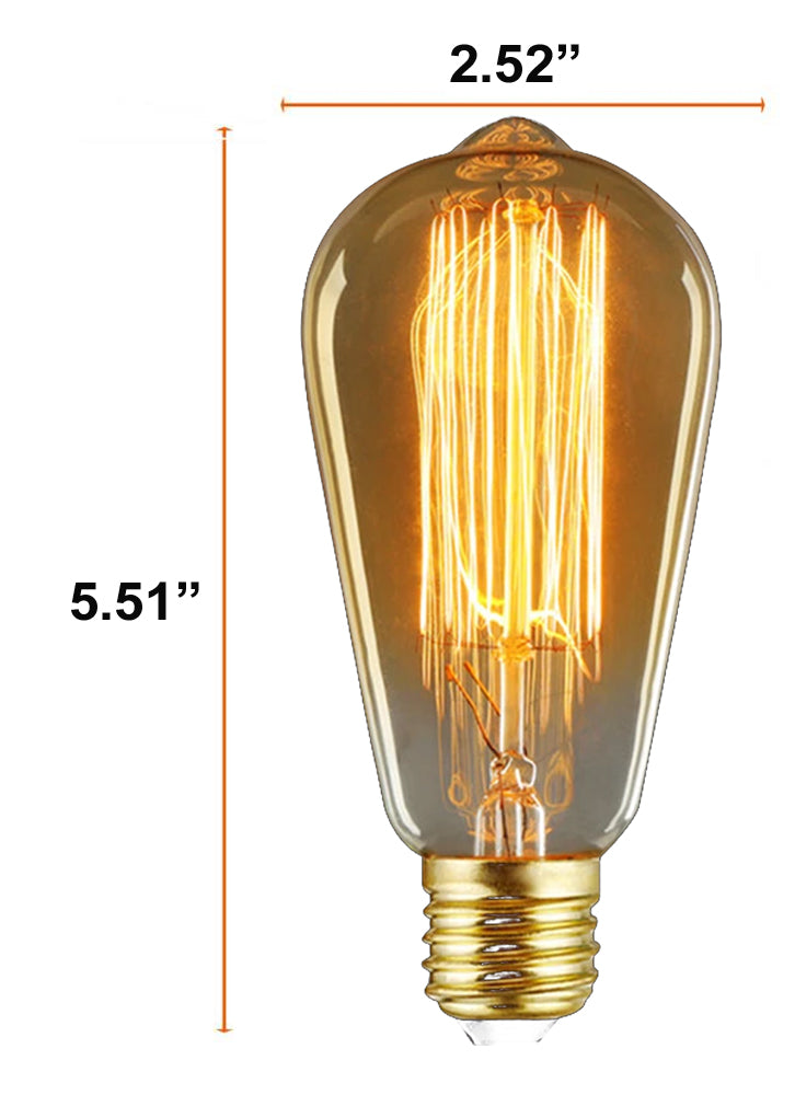 Incandescent Antique Filament Light Bulb 2200K - AMBER - ST64 HAIRPIN STYLE