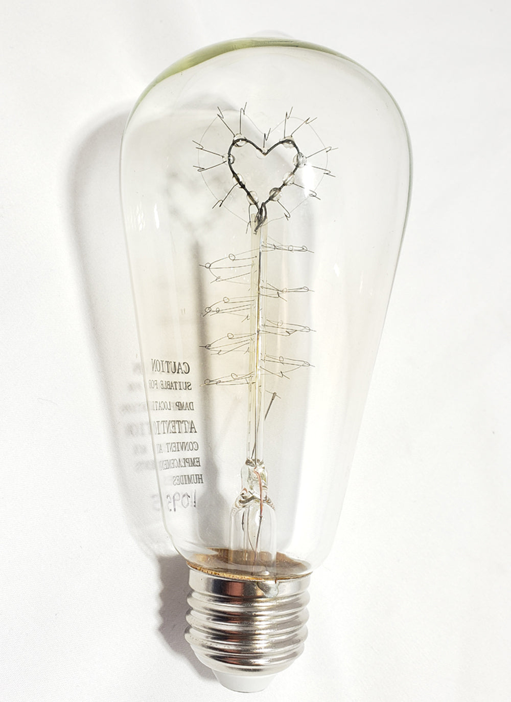 Incandescent Antique HEART SHAPED Layered Filament Light Bulb 2200K - CLEAR - ST64 HAIRPIN STYLE