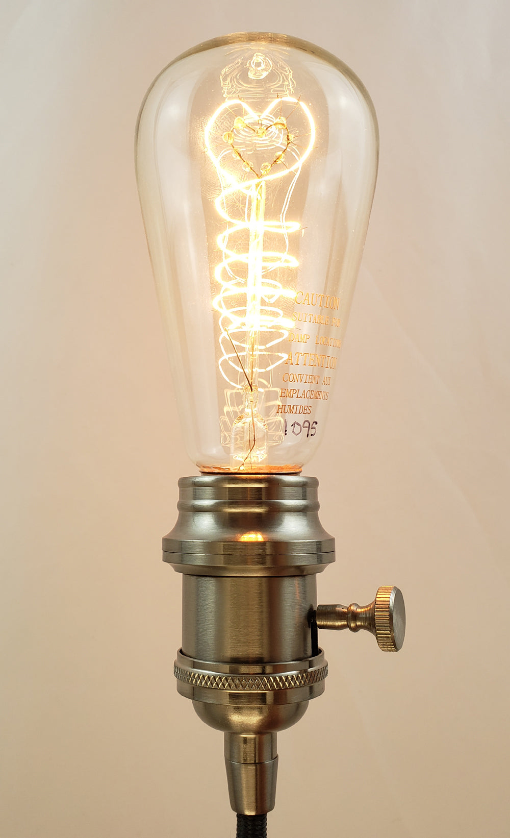 Incandescent Antique HEART SHAPED Layered Filament Light Bulb 2200K - CLEAR - ST64 HAIRPIN STYLE